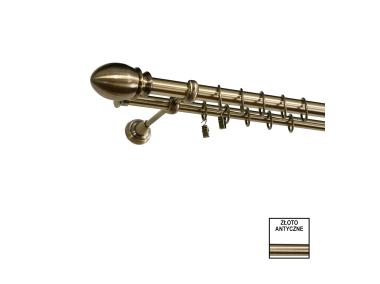 Zdjęcie: Karnisz podwójny Zeus fi 25 mm - 160 cm owal złoto KARWEL