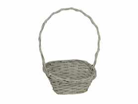 Koszyk prezentowy z pałąkiem 29x21x8/13/43 cm szary TIN TOURS