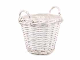 Kosz wiklinowy z uchwytami do obsadzania 26x26x21/26 cm biały TIN TOURS