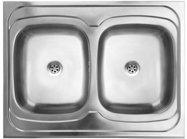 Zdjęcie: Zlew nakładany 2-komorowy 60x80 cm z syfonem KUCHINOX