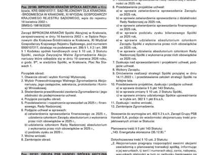 Informacja o publikacji ogłoszenia w Monitorze Sądowym i Gospodarczym